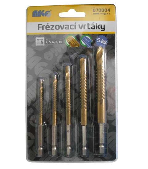 Sada frézovacích vrtákov MAGG TiN 4-10mm (5 dielna)
