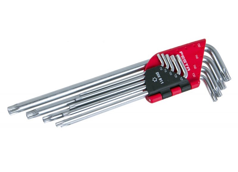 Sada torx kľúčov FESTA, predĺžené (9ks) - T10-T50