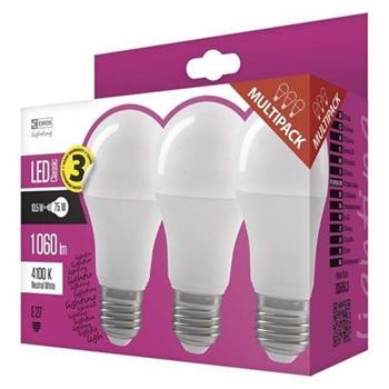 LED žiarovka  CLASSIC A60 EMOS - neut. biela, 10.5W / E27 (3ks)