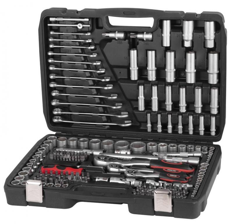 Sada náradia Strend Pro S221 v kufri, 1/2"+1/4"+3/8 (215 dielna)