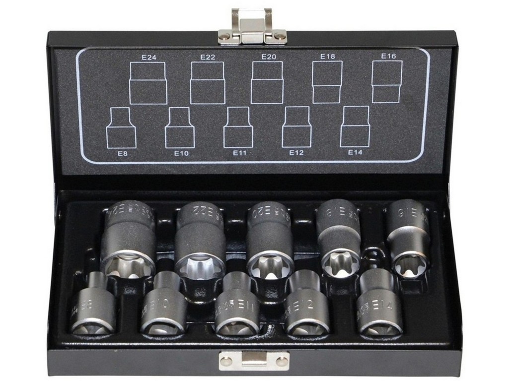 Gola sada nástrčných hlavíc PROTECO 1/2" TORX (10 ks) - E8-E24
