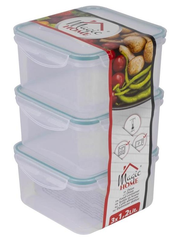Sada štvorcových dóz MagicHome Lunchbox Q812x3 - 1,2 lit. (3ks)