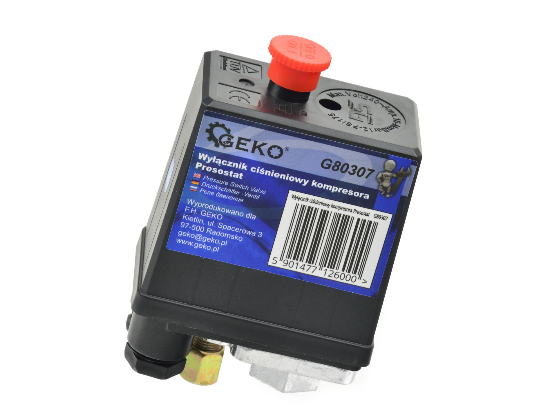 Tlakový spínač na kompresor GEKO G80307 (12bar / 16A)