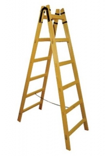 Dvojdielny drevený rebrík bez háčika, 4 priečkový - 136cm