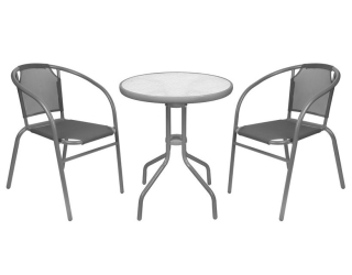 Set balkónový BRENDA - šedý, stôl 72x59 cm, 2x stolička 60x71 cm