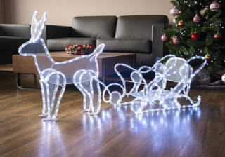 Dekorácia MagicHome - Sob so saňami, 312 LED - studená biela