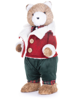 Vianočná dekorácia -  Medveď s červenou bundičkou