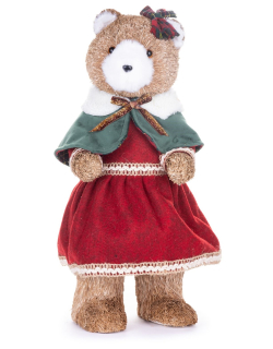 Vianočná dekorácia - Medvedica v červených šatičkách