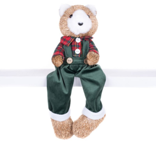 Vianočná dekorácia -  Medveď v károvanej košeli