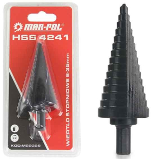 Stupňovitý vrták 6-35mm, HSS4241 krok 2mm, rovná drážka